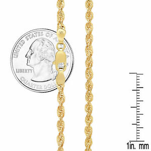 10k Yellow Gold Light 2mm-3mm Diamond Cut Rope Chain Necklace 16"-30" Hollow