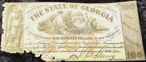 CR-21 $100 Dollars Georgia Obsolete Bank Note Moneta Seated April 6, 1864 - Picture 1 of 3