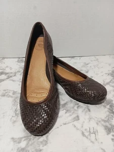 Nurture Brown Woven Sz 7 Slip On Sloane Casual Dress Womens Leather Shoes - Picture 1 of 8