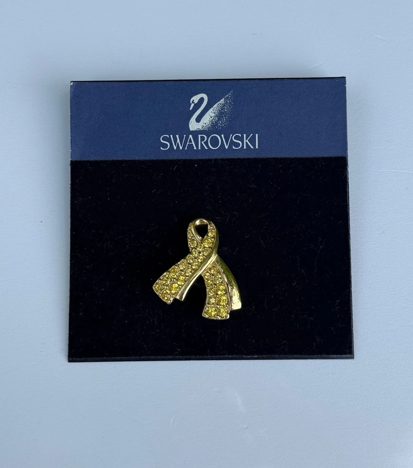 Swarovski Yellow Pave Crystal Ribbon Support Our Troops USO