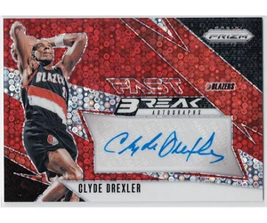 2024-25 Panini Prizm Clyde Drexler Fast Break Autographs Red Disco /100 Blazers - Picture 1 of 2