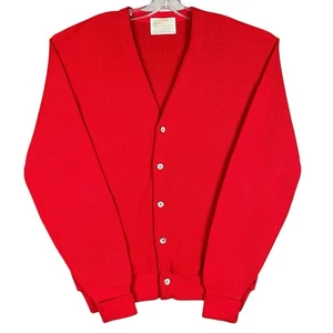 Vintage London Fog Cardigan Sweater Mens L Red 100% Virgin Acrylic MADE IN USA - Picture 1 of 10