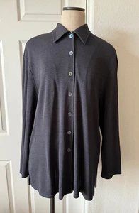 Max Studio Charcoal Grey Rayon Blend Long Sleeve Button Front Shirt - XL - Picture 1 of 7
