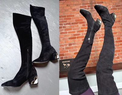 Y2k hace 60s MOD Nicholas Kirkwood GOGO Botas por encima de la rodilla Psych 38.5 EE. UU. 8 UK 5.5 Foto 1 de 4