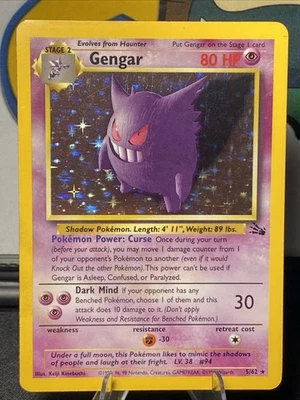 [VLP] Pokémon TCG Gengar 5/62 Fossil Unlimited Holo Rare Vintage 1999 WOTC - Image 1 of 4