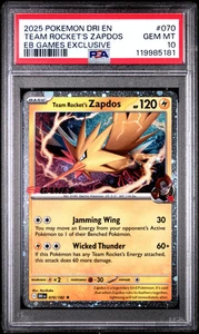 PSA 10 - Team Rocket's Zapdos Holo 070/182 EB Games Exclusive - Pokemon - Picture 1 of 5