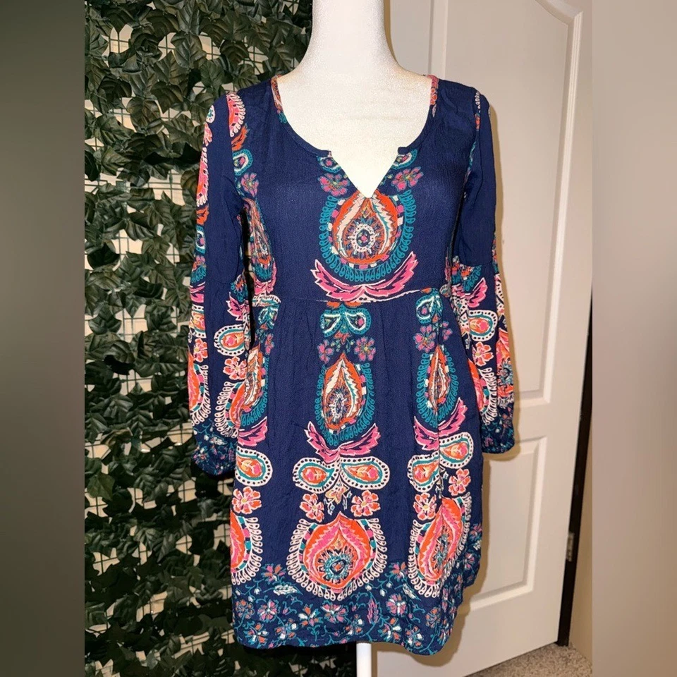 Billabong Multicolor Paisley blouse size M navy bohemian - Image 1 of 4
