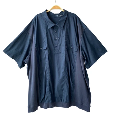 Harbor Bay Hybrid Pullover Shirt Men 5XLT Navy Short Sleeve Dadcore Old Money - Image 1 of 4