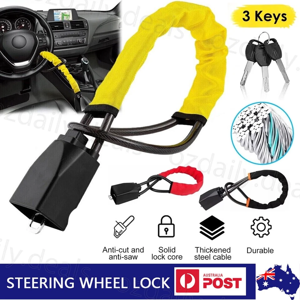Seat Belt Lock Steering Wheel Lock Car Security Anti-Theft Device With3 Keys AU - image 1 of 4