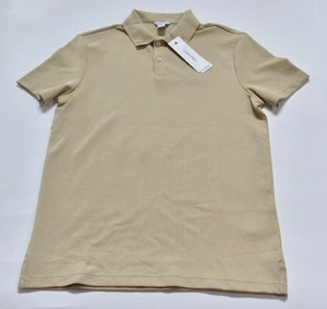 Calvin Klein Men's Polo Ivory Cream Size Small Logo Woven Fabric Cotton Blend - Picture 1 of 2