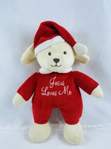 Dan Dee Christmas 12” Plush Puppy Sings Jesus Loves Me Red Pjs & Santa Hat Works - Picture 1 of 11