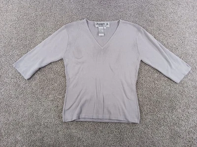 Joseph A Womens Sweater Medium Gray Silk Blend 3/4 Sleeve V-Neck - Image 1 of 4