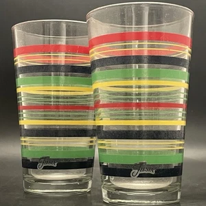 Vasos/vasos Fiesta HLC contemporáneos 2 piezas colores primarios a rayas EE. UU. 14 oz - Imagen 1 de 17