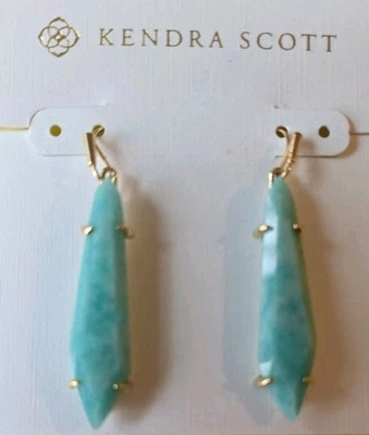 Pendientes colgantes Kendra Scott verde azulado amazonita en oro  Foto 1 de 2