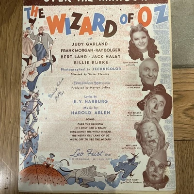 Sheet Music The Wizard of Oz 1939 Movie Somewhere Over The Rainbow Judy Garland - Image 1 of 4