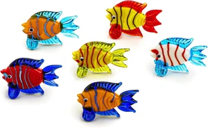 Estatuilla miniatura de peces tropicales soplados a mano arte hecho a mano vidrio animales marinos co... - Imagen 1 de 12