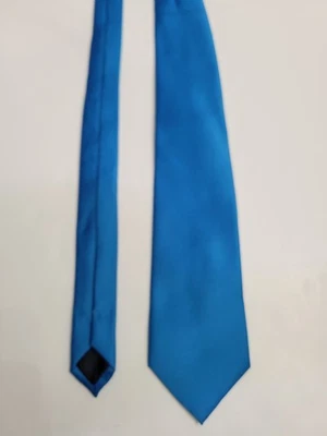 Corbata de cuello UMO LORENZO para hombre 100 % poliéster hecha a mano azul liso ¡moderna! Foto 1 de 4