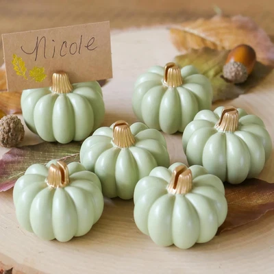 Juego de 6 tarjeteros de calabaza verde mini decoración de otoño Foto 1 de 4