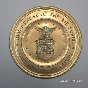 Vintage USAF Brass Wall Plaque Department of the Air Force Seal 12.5" Military - Picture 1 of 11