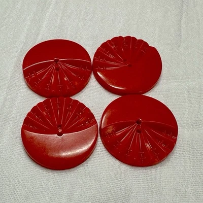 4 Large Vintage Buttons Two Hole Flat For Jacket Or Focal Red Bakelite MCM - Image 1 of 2