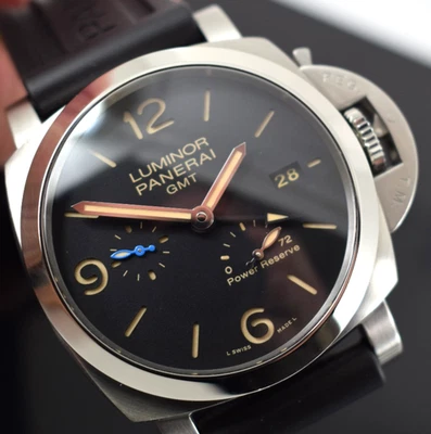 panerai luminor 1950 3 day reserve. gmt  box papers 1 yr gtee full set 2017 - Image 1 of 4