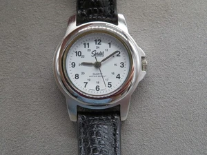 Speidel Express Silver Tone Watch Water Resistant Black Band New Battery - Picture 1 of 16