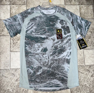 NWT Mens Realtree Aspect Fishing Short Sleeve Khaki Green Print Shirt Size Large