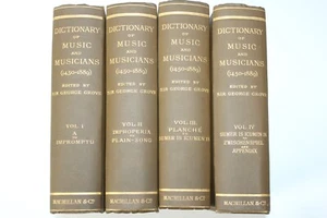 4 Vol Set Dictionary of Music and Musicians 1450-1889 by Sir George Grove (1900) - Imagen 1 de 22