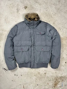 Woolrich John Rich & Bros Grey Puffer Down Jacket Fur - Picture 1 of 13