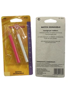 MATITA SEGNAORLO PER SARTORIA CUCITO ORLI CONFEZIONE 2 PEZZI BIANCO ROSA - Picture 1 of 1