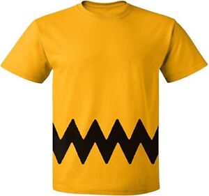 Custom Kingdom Mens Peanuts Charlie Brown Double-Sided Zig Zag Costume T-Shirt 