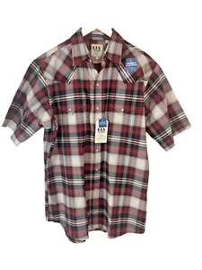 NWT Ely Cattleman Men's Short Sleeve Pearl Snap Red Black Plaid Shirt Size Large - Imagen 1 de 11