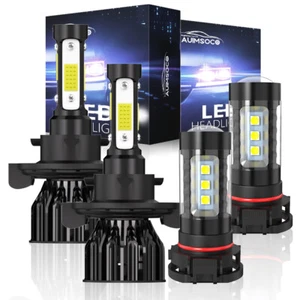 For Jeep Wrangler 2010-2021 LED Combo Headlight Fog Light Kit Bulbs White 6500K - Picture 1 of 14