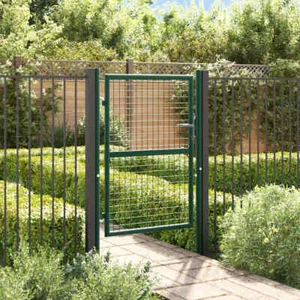 Poort 100x200 cm Staal Groen Schutting Toegangshek Tuinhek Tuinpoort vidaXL - Afbeelding 1 van 40