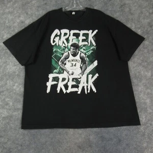 Giannis Antetokounmpo Shirt Mens XXL Black Shirt Sleeve NBA Basketball Milwaukee - Picture 1 of 13