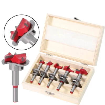 5pc Forstner Woodworking Drill Bit Set Wood Boring Hole Saw Cutter Tools 15-35mm - image 1 of 4