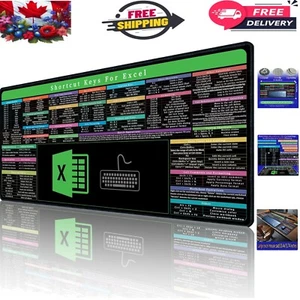 Excel Shortcuts Cheat Sheet Mouse Pad - Non-Slip, Over 150 Keys, 35.4x15.74 in - Picture 1 of 8