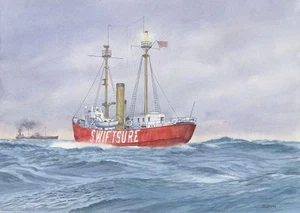 Lightship #83 Swiftsure in Storm, Washington. Impresiones artísticas en acuarela de Chris Oldham - Imagen 1 de 2