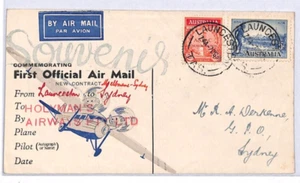 Cubierta de correo aéreo de Australia HOLYMAN'S AIRWAYS PRIMER VUELO Launceston 1935 YM181 - Imagen 1 de 10