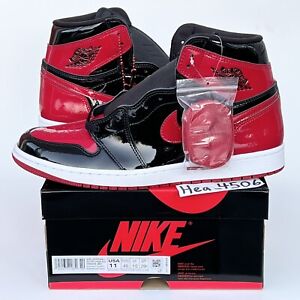 DS Air Jordan 1 Retro OG Patent Bred size 11 Receipt Red Banned 555088-063 Nike