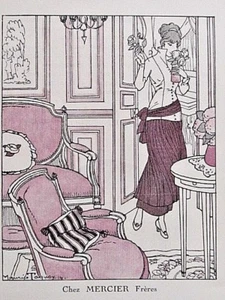 Chez Mercier Frères Page pub Gazette Bon Ton 1914 dessin M. Taquoy  - Picture 1 of 5