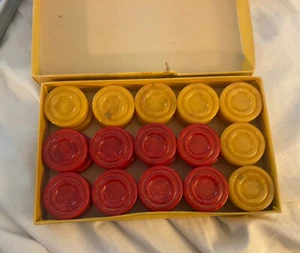 Vintage Crisloid Bakelite Checkers Marbled Backgammon Game Pieces Set 30 W/ Box - Picture 1 of 9