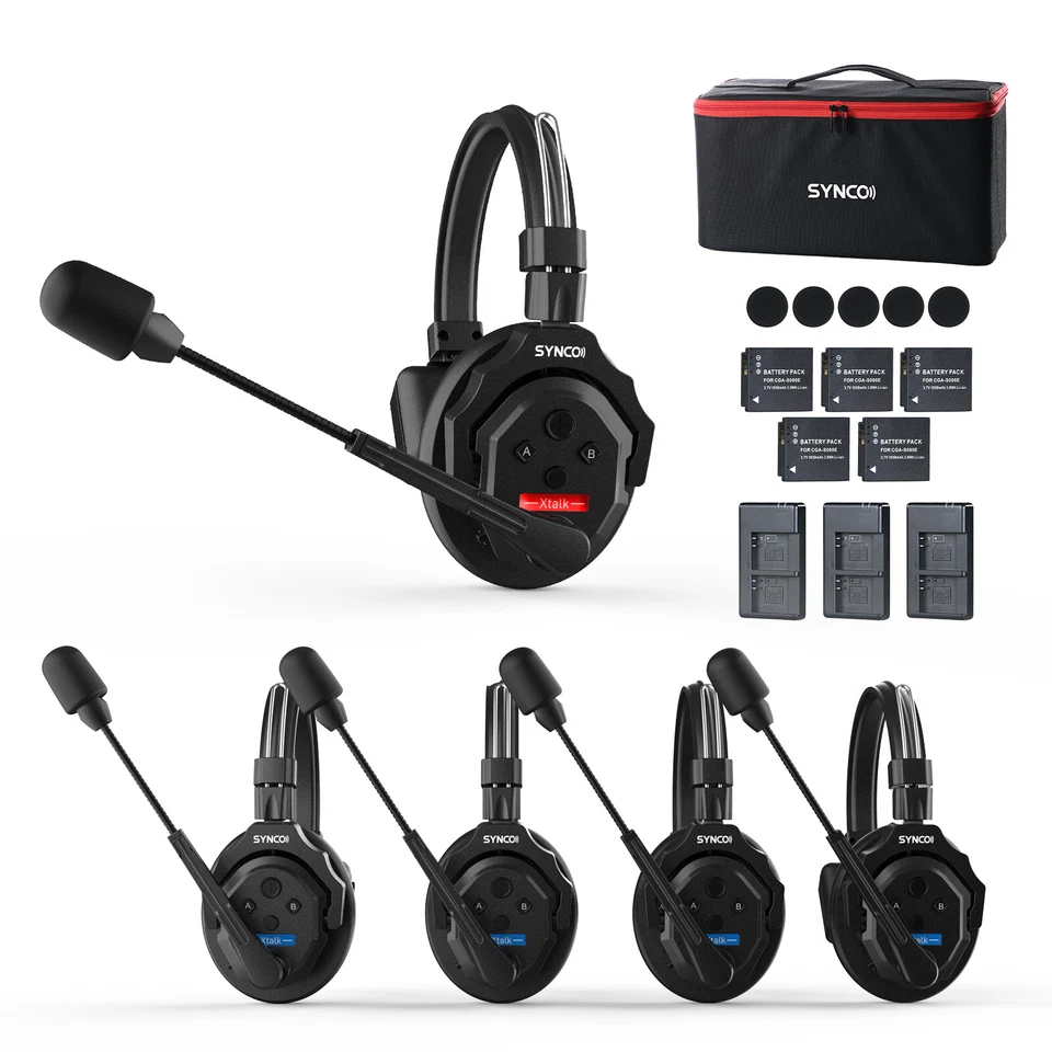 Synco Xtalk X5 2.4G Auriculares Full Duplex Sistema de Intercomunicación Inalámbrico para 5 Personas - Imagen 1 de 4