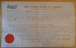 Homestead certificate hand signed by Benjamin Harrison 1889 Dakota Territory - Picture 1 of 4