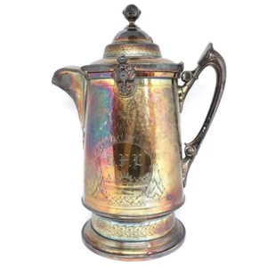 Antique American Victorian Reed & Barton Silverplate & Porcelain Pitcher c. 1879 - Picture 1 of 17