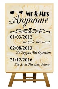 Cartel/cartel de boda personalizado Rosas fechas importantes - Imagen 1 de 8