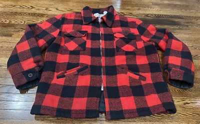 Weatherguard by Shane Jacket Men L Buffalo Plaid Wool Blend Full Zip 70s - Image 1 of 4