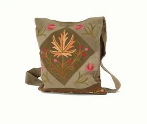 Soft Suede Brown Floral Handbag (SS03) - Picture 1 of 1