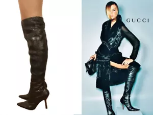 GUCCI ~ Tom Ford RARE Real snakeskin over knee boots ~ US: 7 ; EU: 37 *AUTHENTIC - Picture 1 of 20