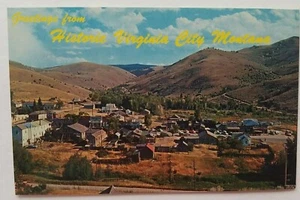 Greetings From Historic Gold Mine Virginia City Montana Chrome Vintage Postcard - Picture 1 of 2